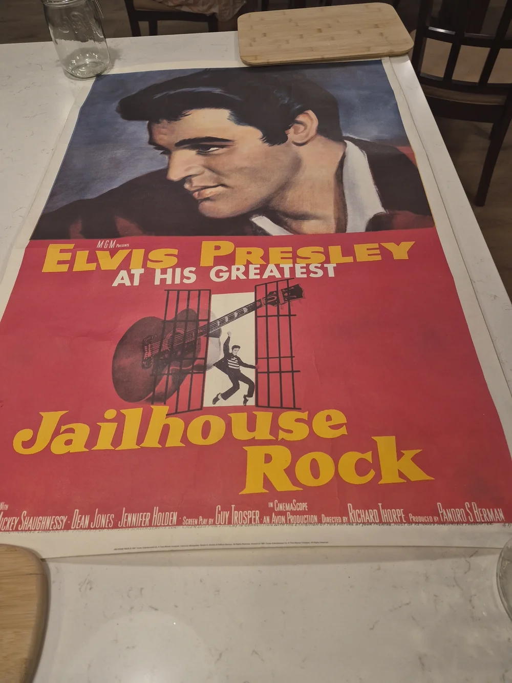 Elvis Presley 1957 Original Jailhouse Rock Movie Poster - Red & Blue